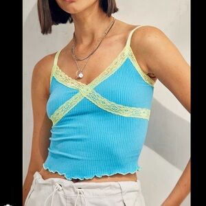 NWT Contrast Cross Lace Cami Women’s L Y2K